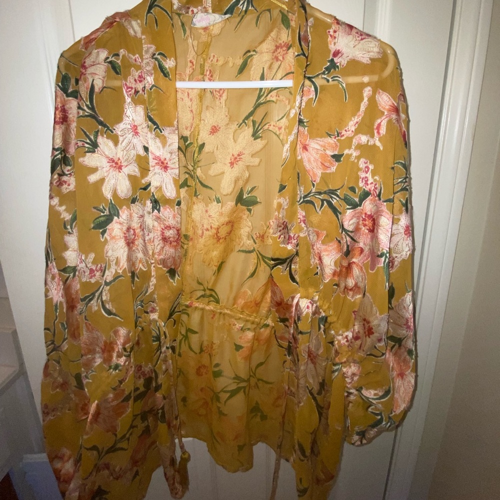 free people yellow floral kimono